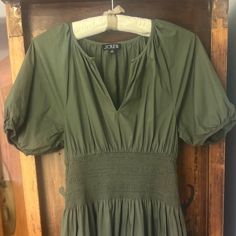 J. Crew Provence Smocked Poplin Midi Dress - Medium - Picture 7 of 8